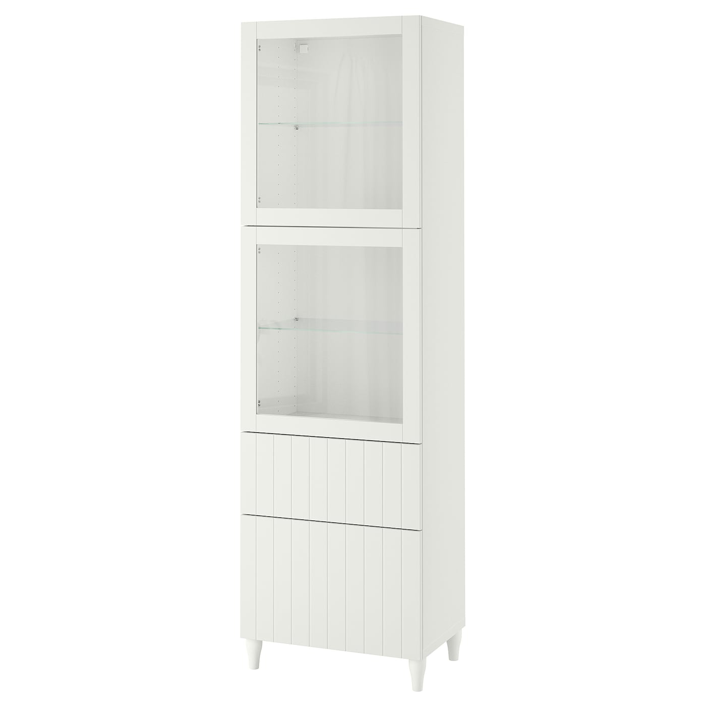 IKEA BESTÅ regał/szklane drzwi, biały/Sutterviken/Kabbarp białe szkło przezroczyste, 60x42x202 cm