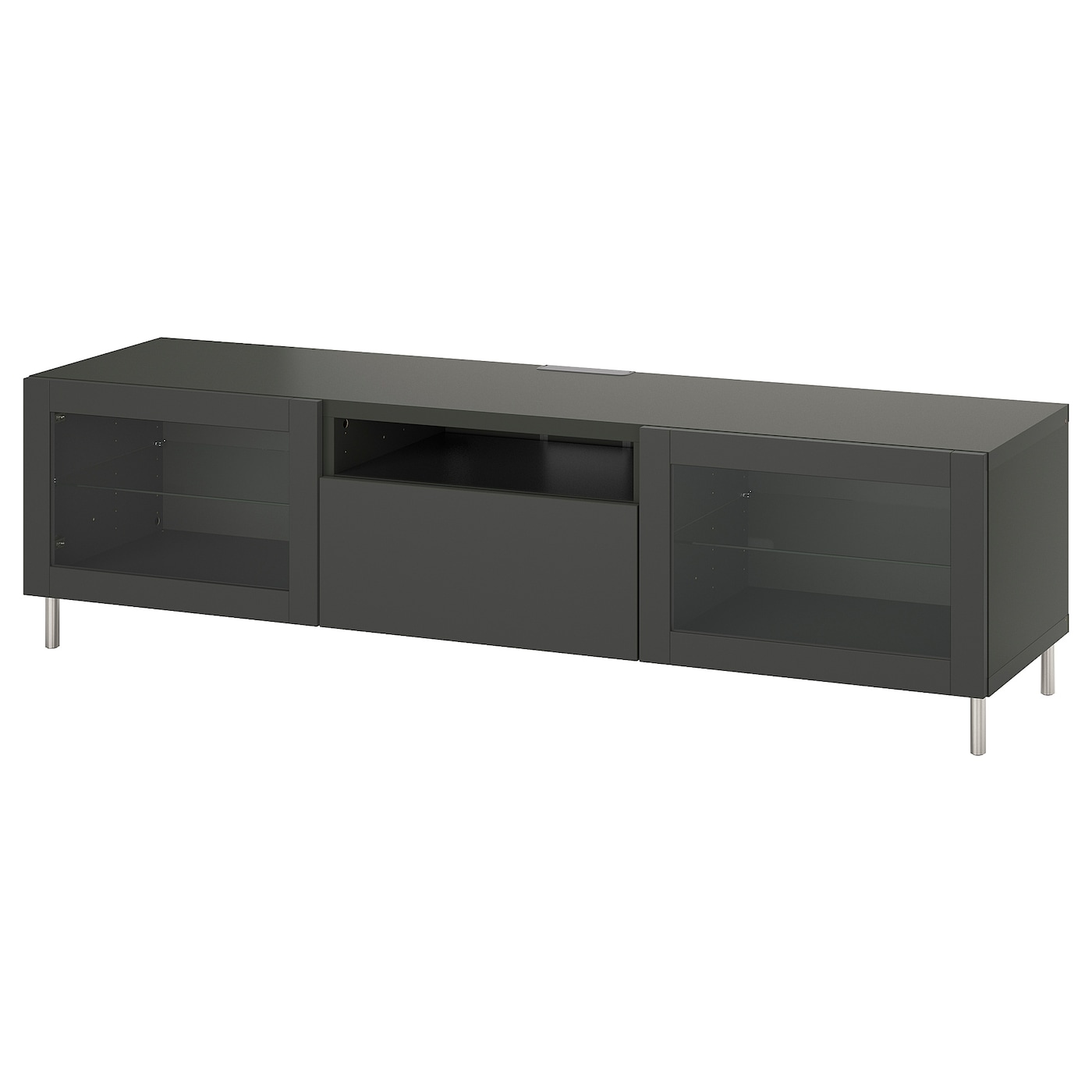 IKEA BESTÅ szafka pod TV, ciemnoszary Lappviken/Sindvik ciemnoszary, 180x42x48 cm