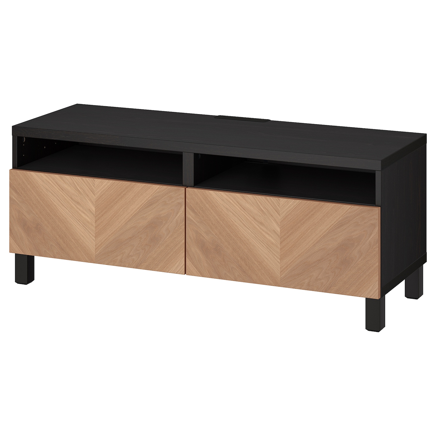 IKEA BESTÅ ława TV z szufladami, czarnybrąz Hedeviken/Stubbarp/okl dęb, 120x42x48 cm