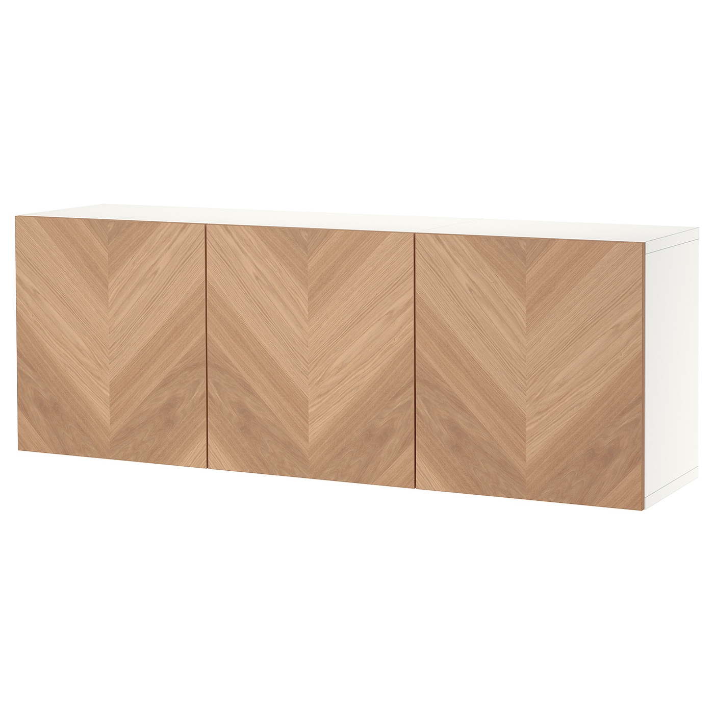 IKEA BESTÅ kombinacja szafek ściennych, biały/Hedeviken okl dęb, 180x42x64 cm
