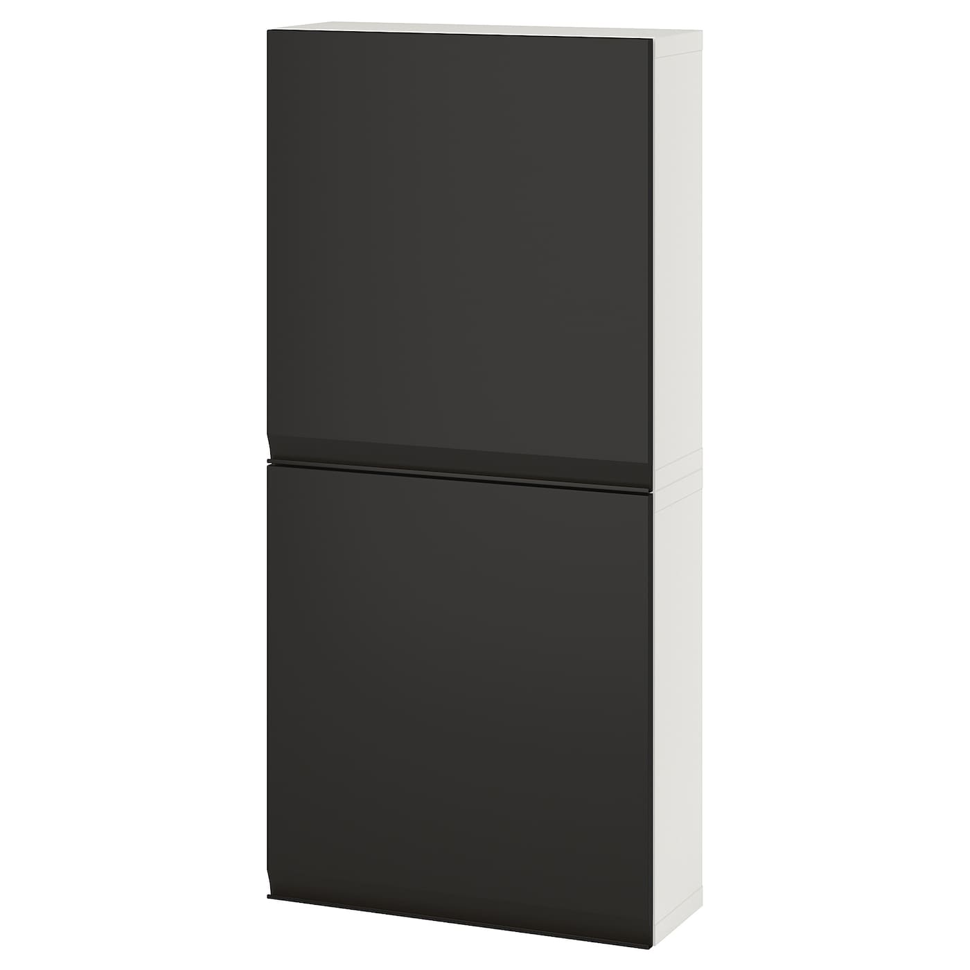 IKEA BESTÅ szafka śc/2 drzwi, biały/Hammarsmed antracyt, 60x22x128 cm