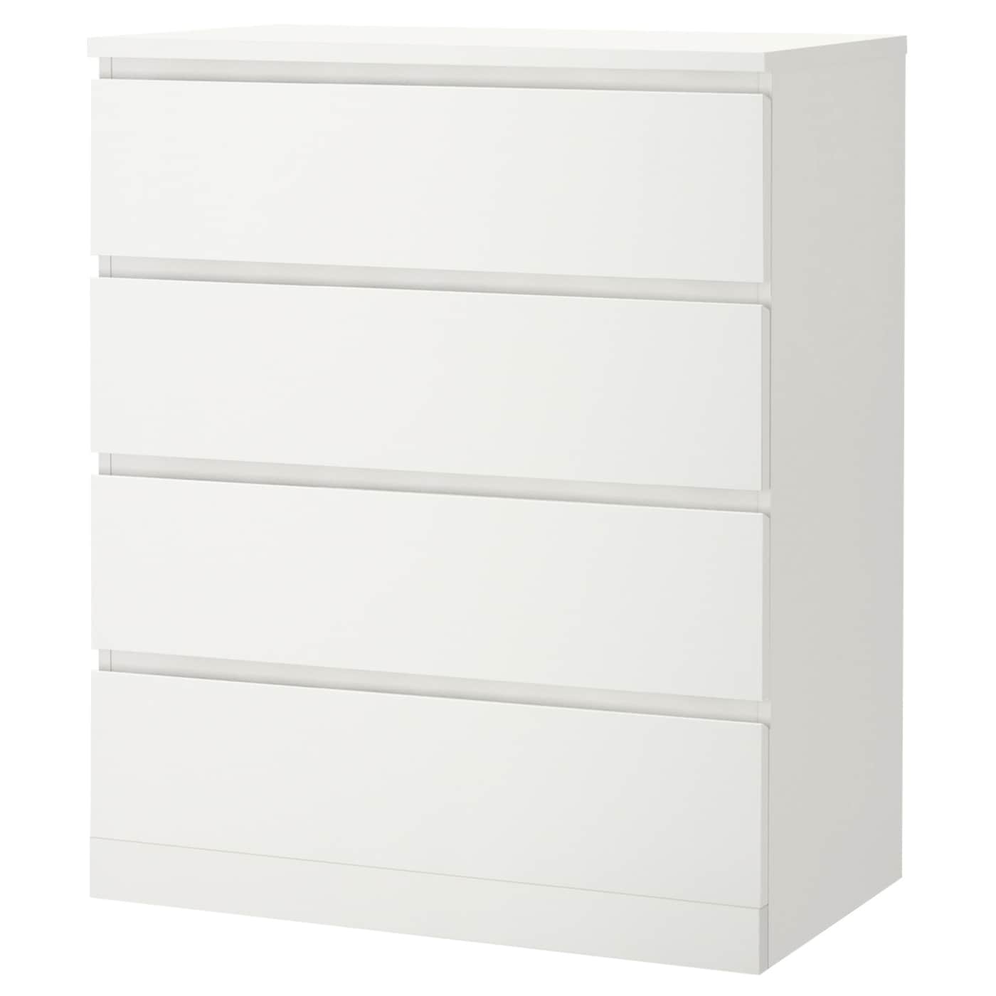 IKEA MALM komoda, 4 szuflady, biały, 80x100 cm