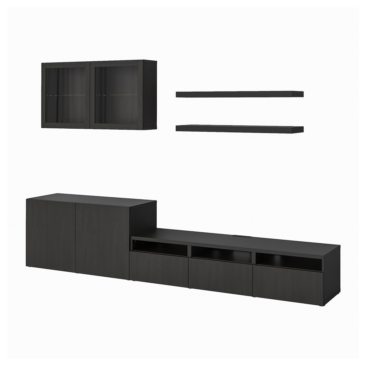 IKEA BESTÅ / LACK szafka pod TV, czarnybrąz, 300x42x195 cm