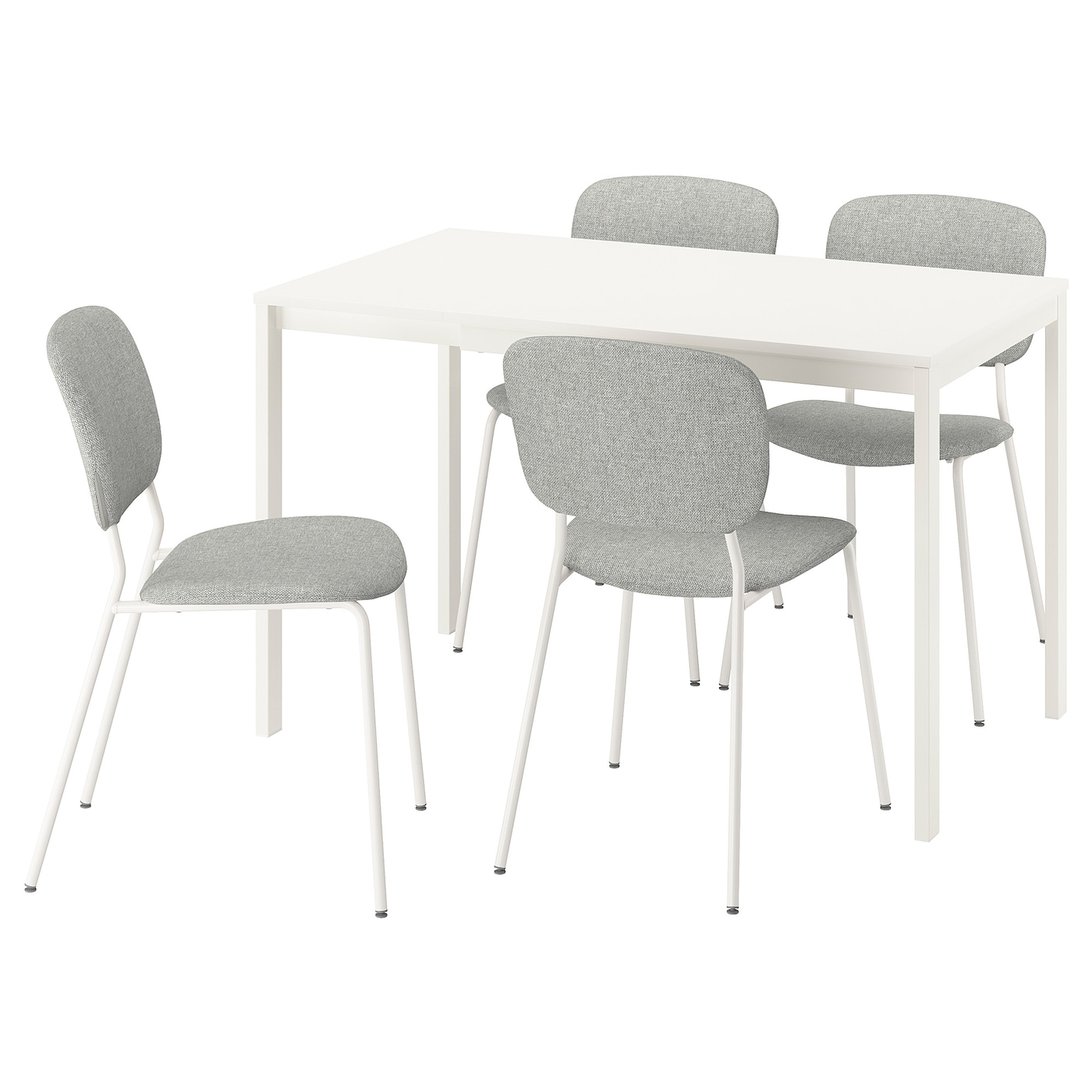 IKEA VIHALS / VIHALS stół i 4 krzesła, biały/biały Tibbleby beżowoszary, 84/120x74 cm