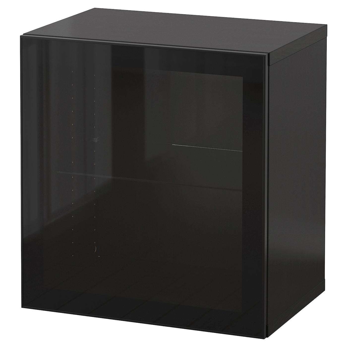 IKEA BESTÅ kombinacja szafek ściennych, połysk/czarny/Glassvik, 60x42x64 cm