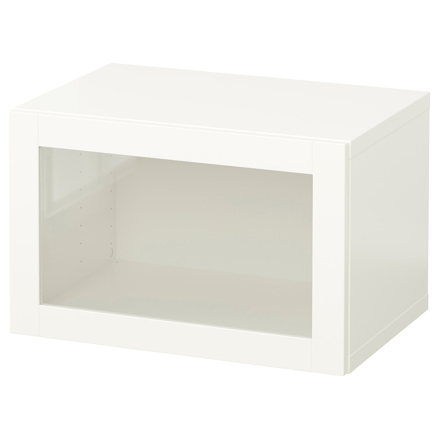 IKEA BESTÅ kombinacja szafek ściennych, biały/Sindvik białe szkło przezroczyste, 60x42x38 cm