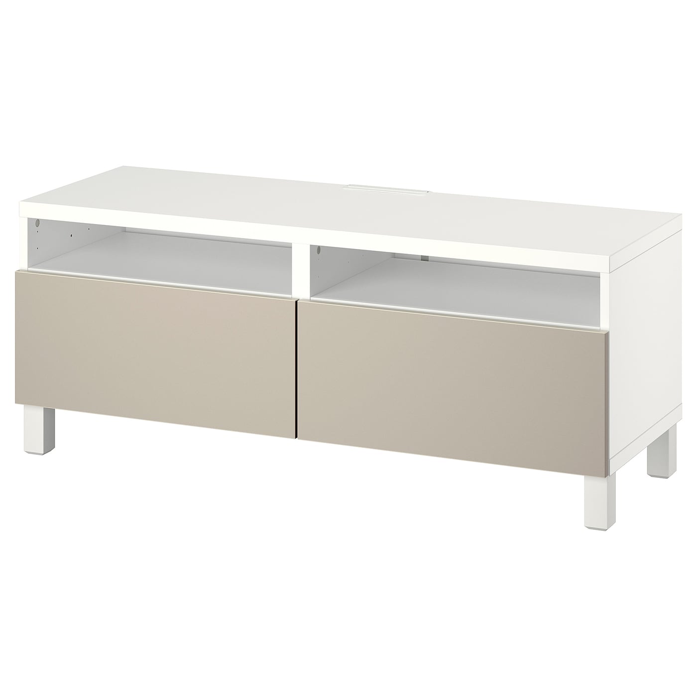 IKEA BESTÅ ława TV z szufladami, biały/Lappviken/Stubbarp jasnoszary/beżowy, 120x42x48 cm