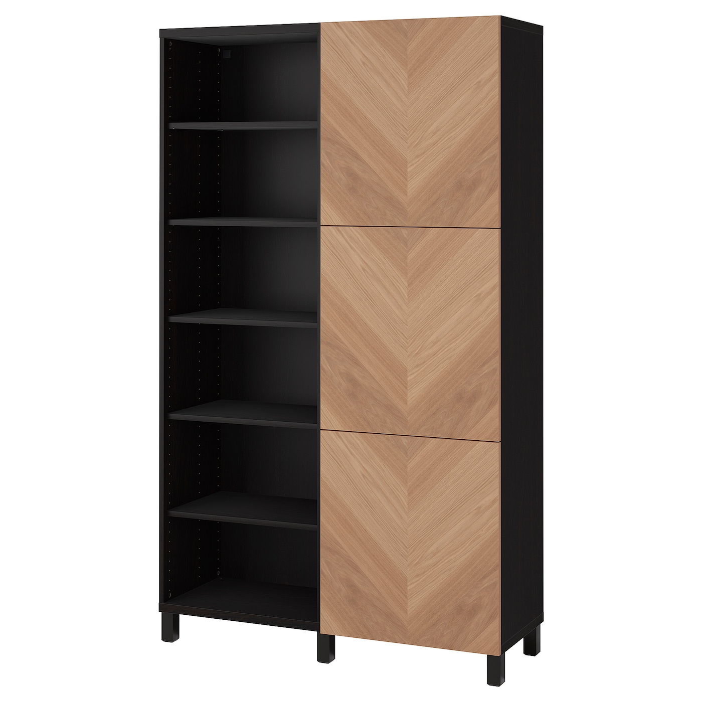 IKEA BESTÅ kombinacja z drzwiami, czarnybrąz/Hedeviken okl dęb, 120x42x202 cm