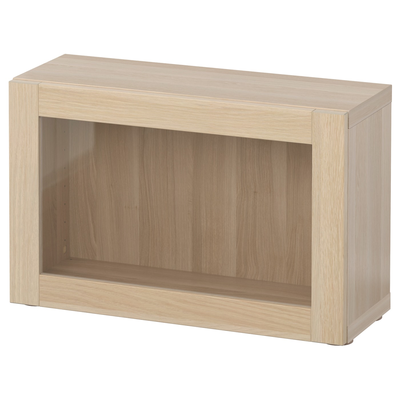 IKEA BESTÅ witryna, imitacja dębu bejcowanego na biało/Sindvik dąb bejcowany biało szk bezbarwne, 60x22x38 cm
