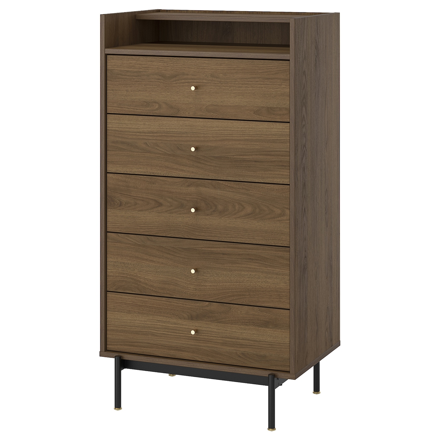 IKEA RÅDMANSÖ komoda, 5 szuflad, brązowy orzech, 70x48x132 cm