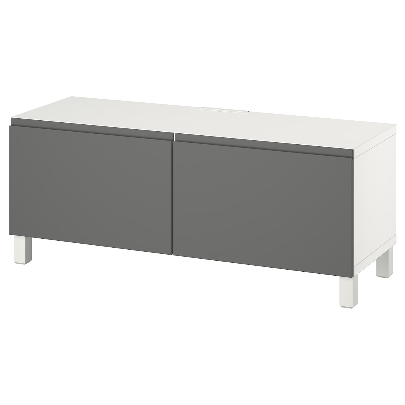 IKEA BESTÅ ława TV z drzwiami, biały Västerviken/Stubbarp/szary, 120x42x48 cm