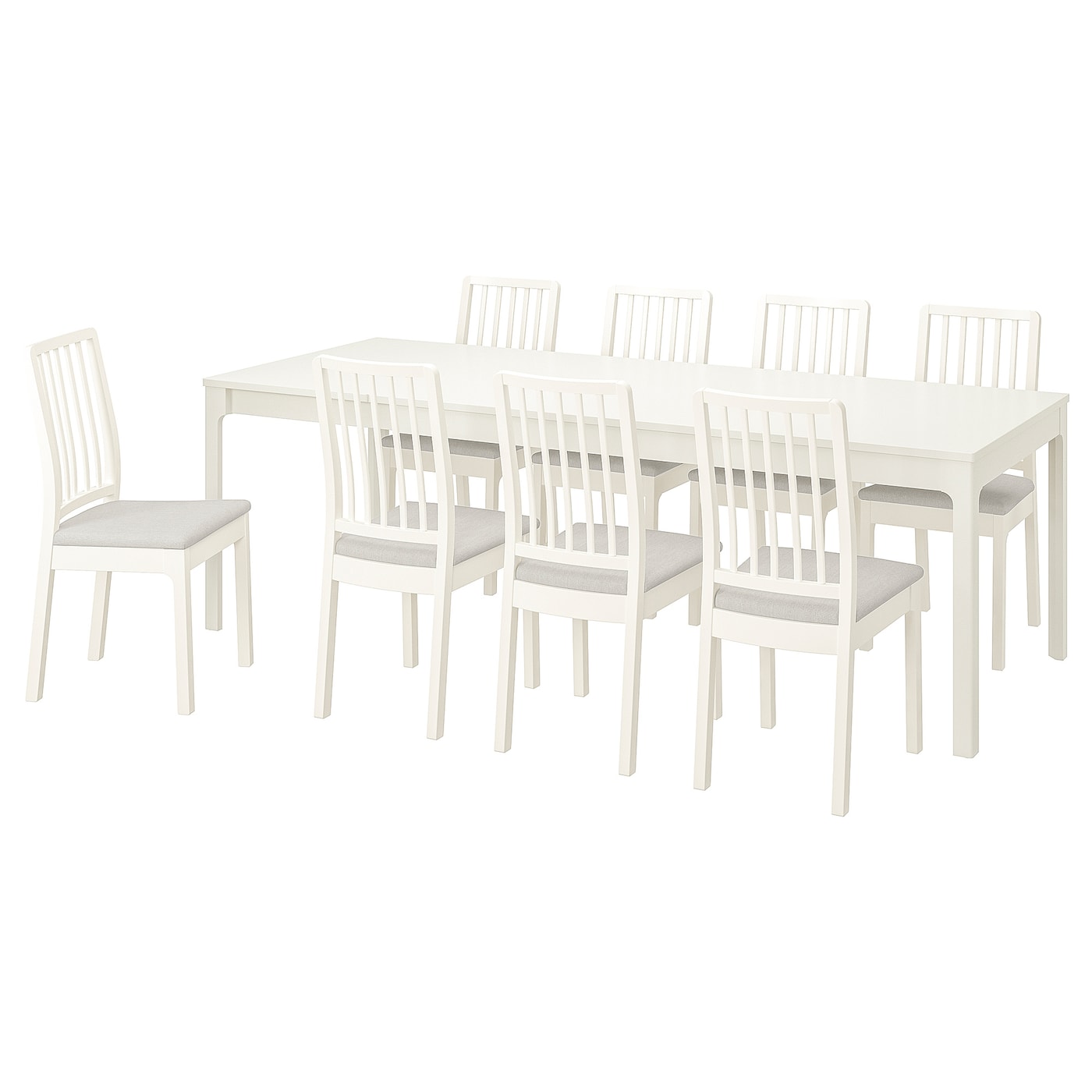 IKEA EKEDALEN / EKEDALEN stół i 8 krzeseł, biały biały/Orrsta jasnoszary, 180/240 cm