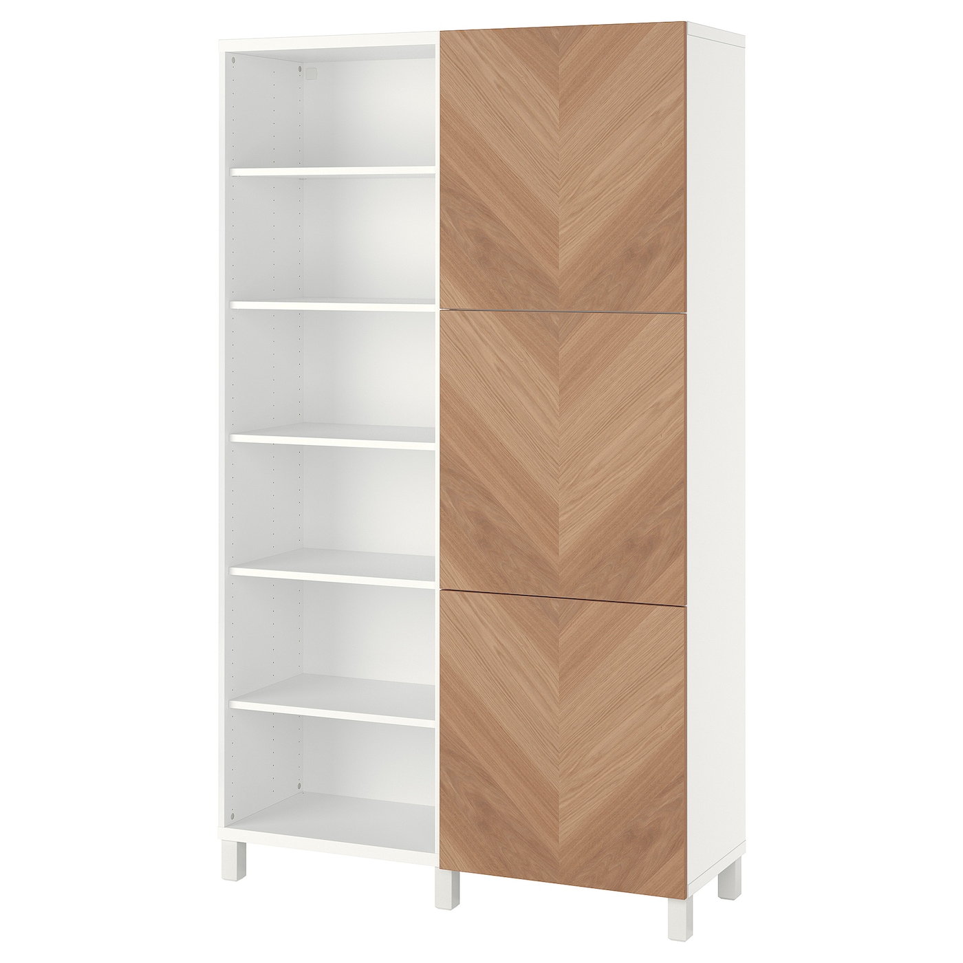 IKEA BESTÅ kombinacja z drzwiami, biały/Hedeviken okl dęb, 120x42x202 cm