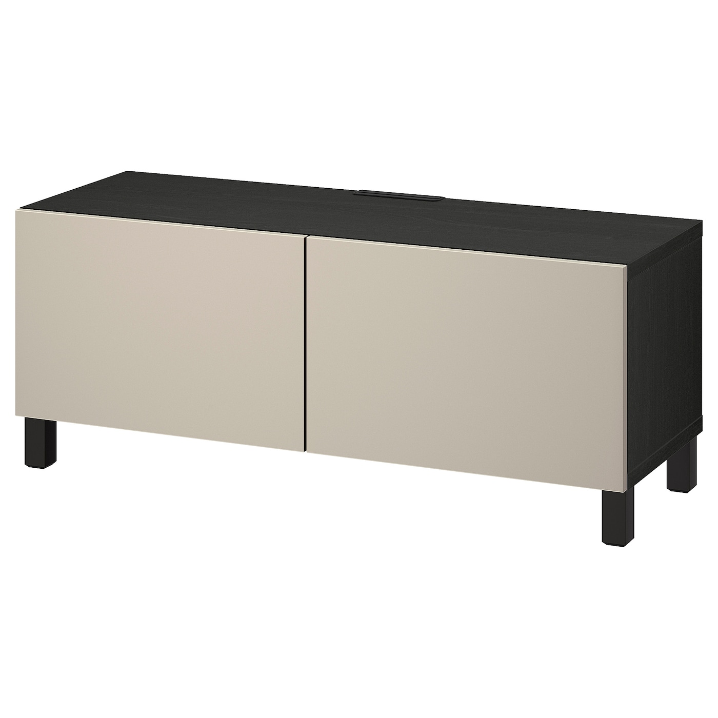 IKEA BESTÅ ława TV z drzwiami, czarnybrąz/Lappviken/Stubbarp jasnoszary/beżowy, 120x42x48 cm