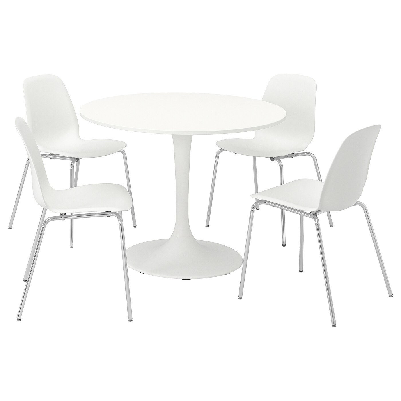 IKEA DOCKSTA / LIDÅS stół i 4 krzesła, biały biały/biały chrom, 103 cm