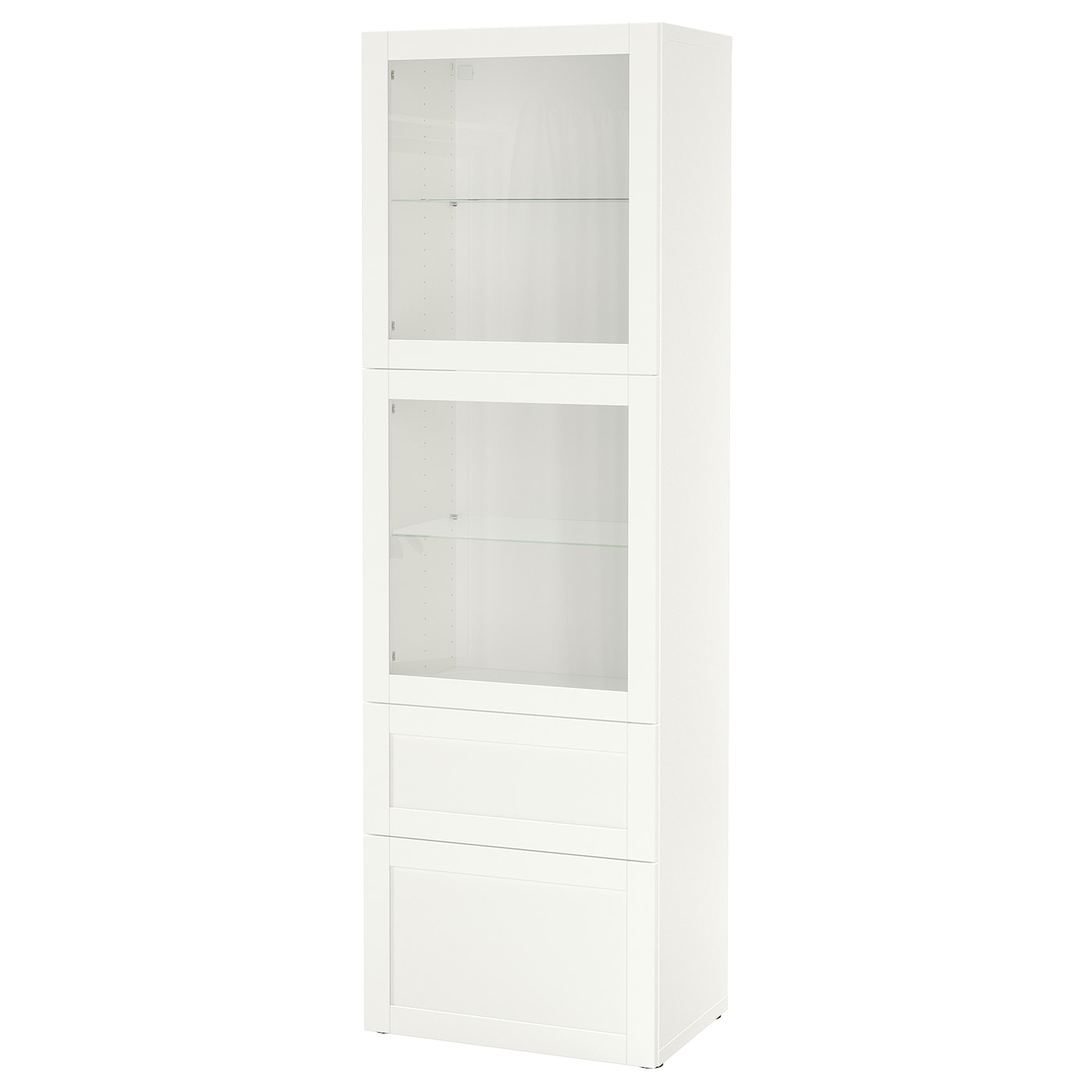 IKEA BESTÅ regał/szklane drzwi, biały/Hanviken białe szkło przezroczyste, 60x42x193 cm