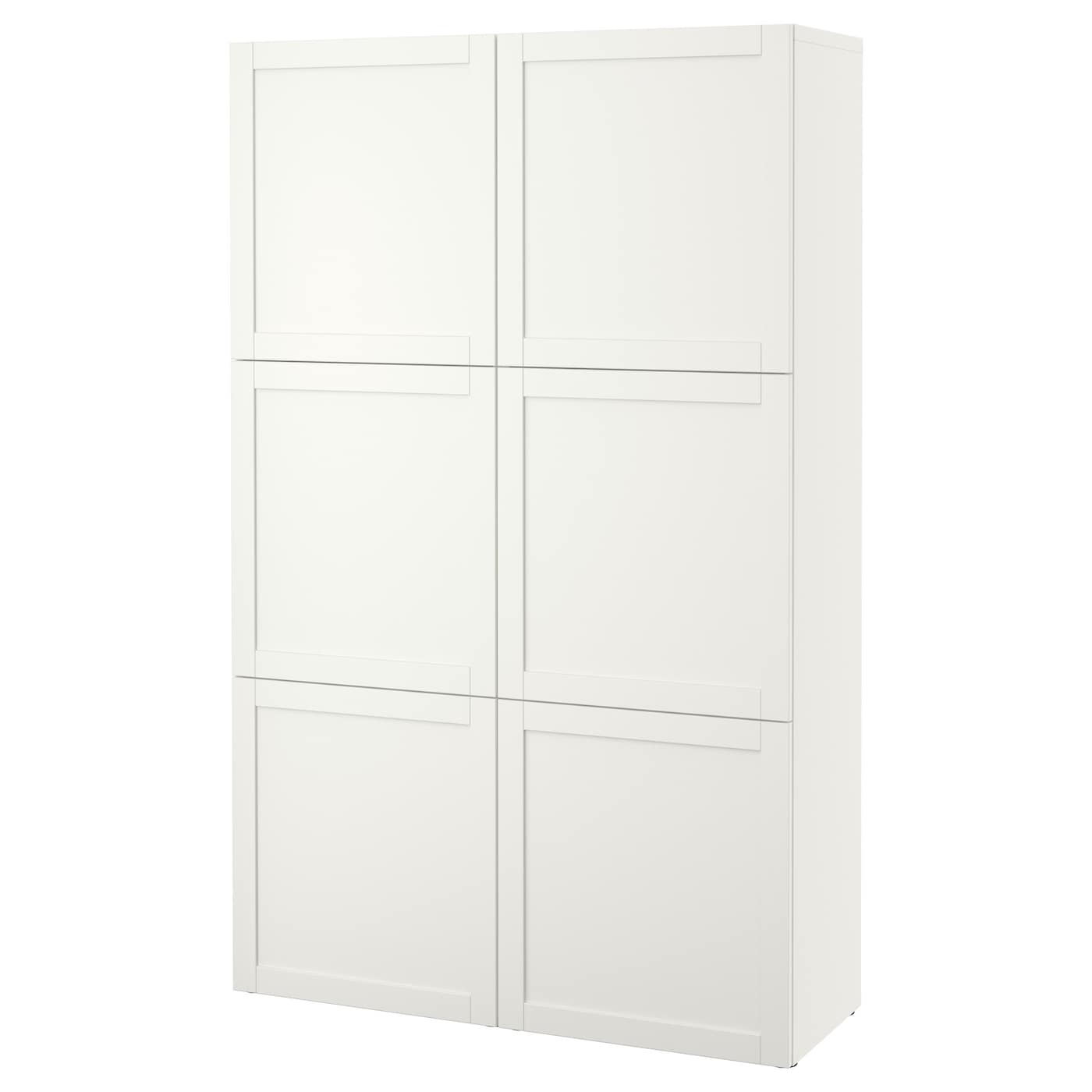 IKEA BESTÅ kombinacja z drzwiami, biały/Hanviken biały, 120x42x193 cm
