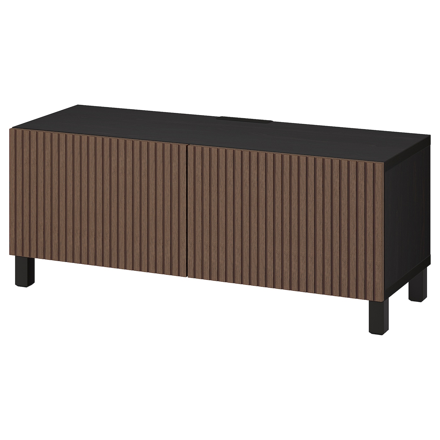 IKEA BESTÅ ława TV z drzwiami, czarnybrąz Björköviken/Stubbarp/brązowy bejcowana okleina dębowa, 120x42x48 cm