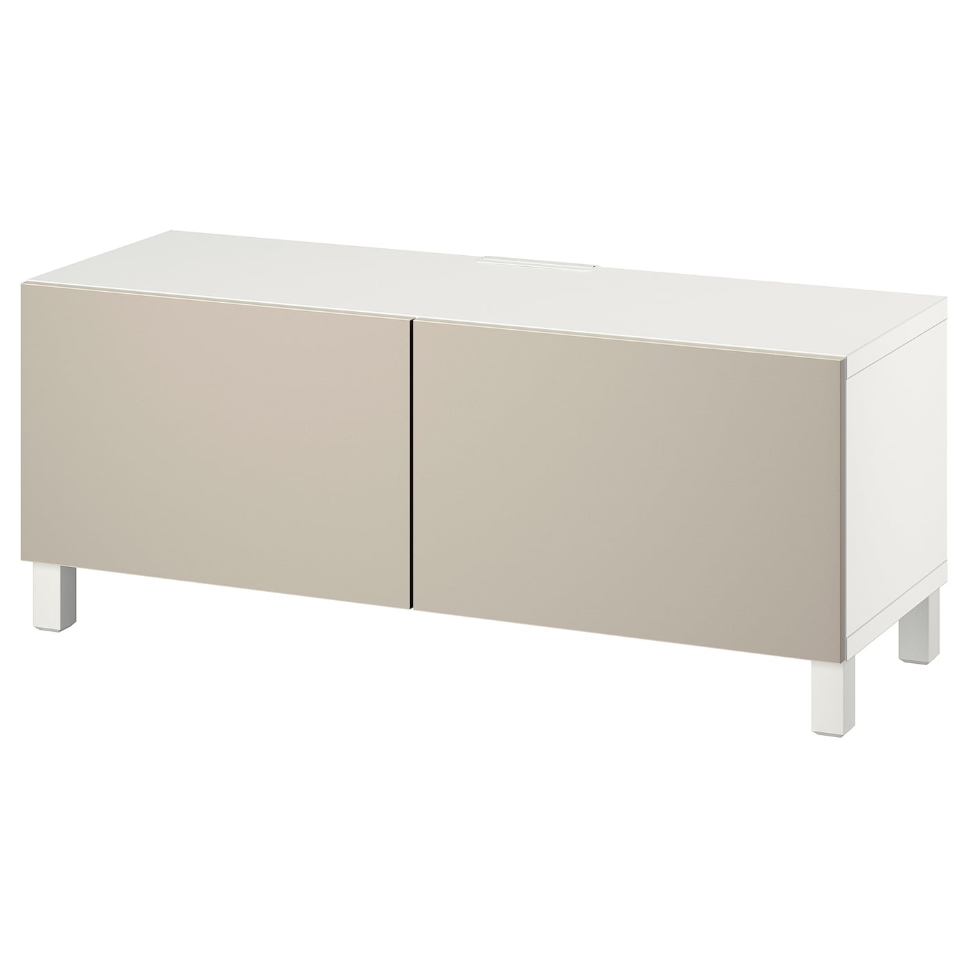 IKEA BESTÅ ława TV z drzwiami, biały Lappviken/Stubbarp/jasnoszary/beżowy, 120x42x48 cm