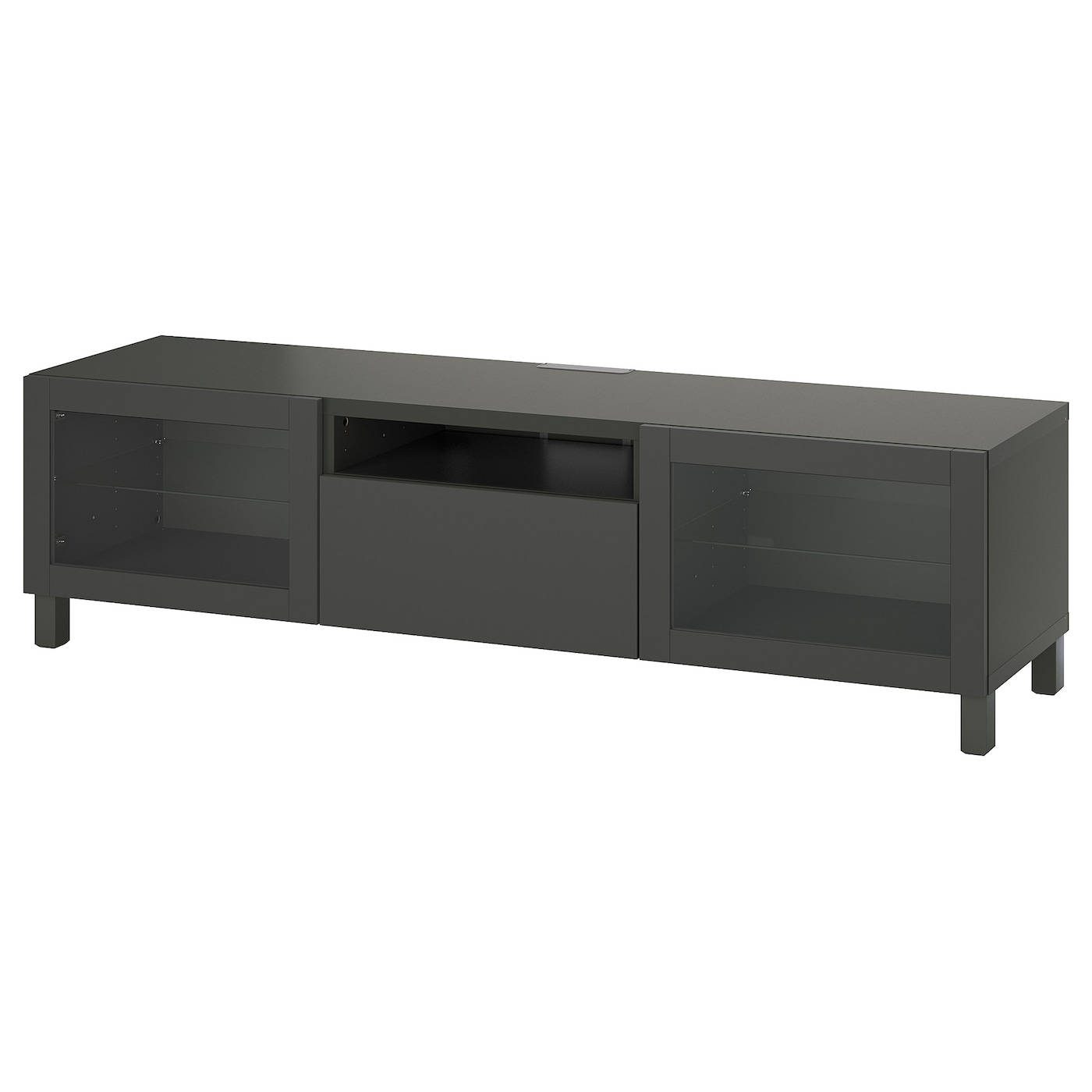 IKEA BESTÅ szafka pod TV, ciemnoszary/Lappviken/Stubbarp ciemnoszary, 180x42x48 cm