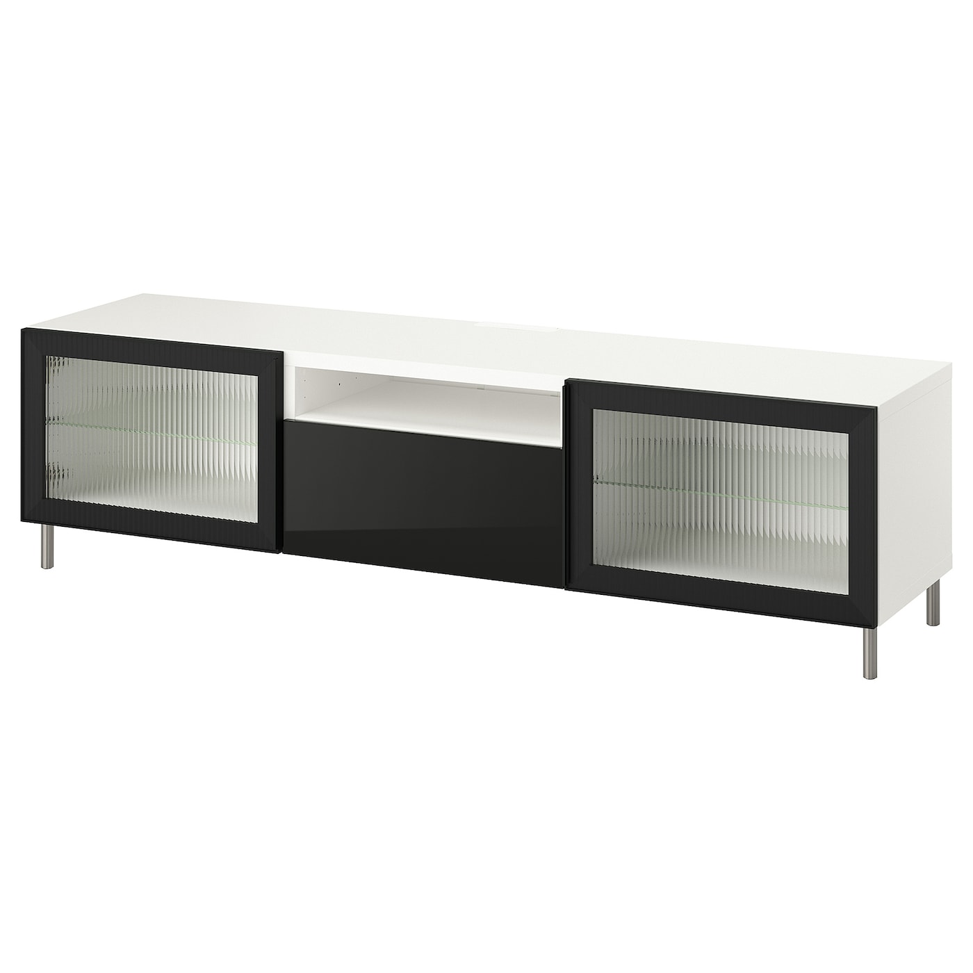 IKEA BESTÅ szafka pod TV, biały Selsviken/Fällsvik antracyt, 180x42x48 cm