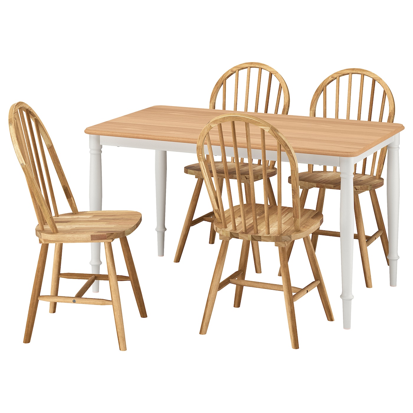 IKEA DANDERYD / SKOGSTA stół i 4 krzesła, okl dęb biały/akacja, 130 cm