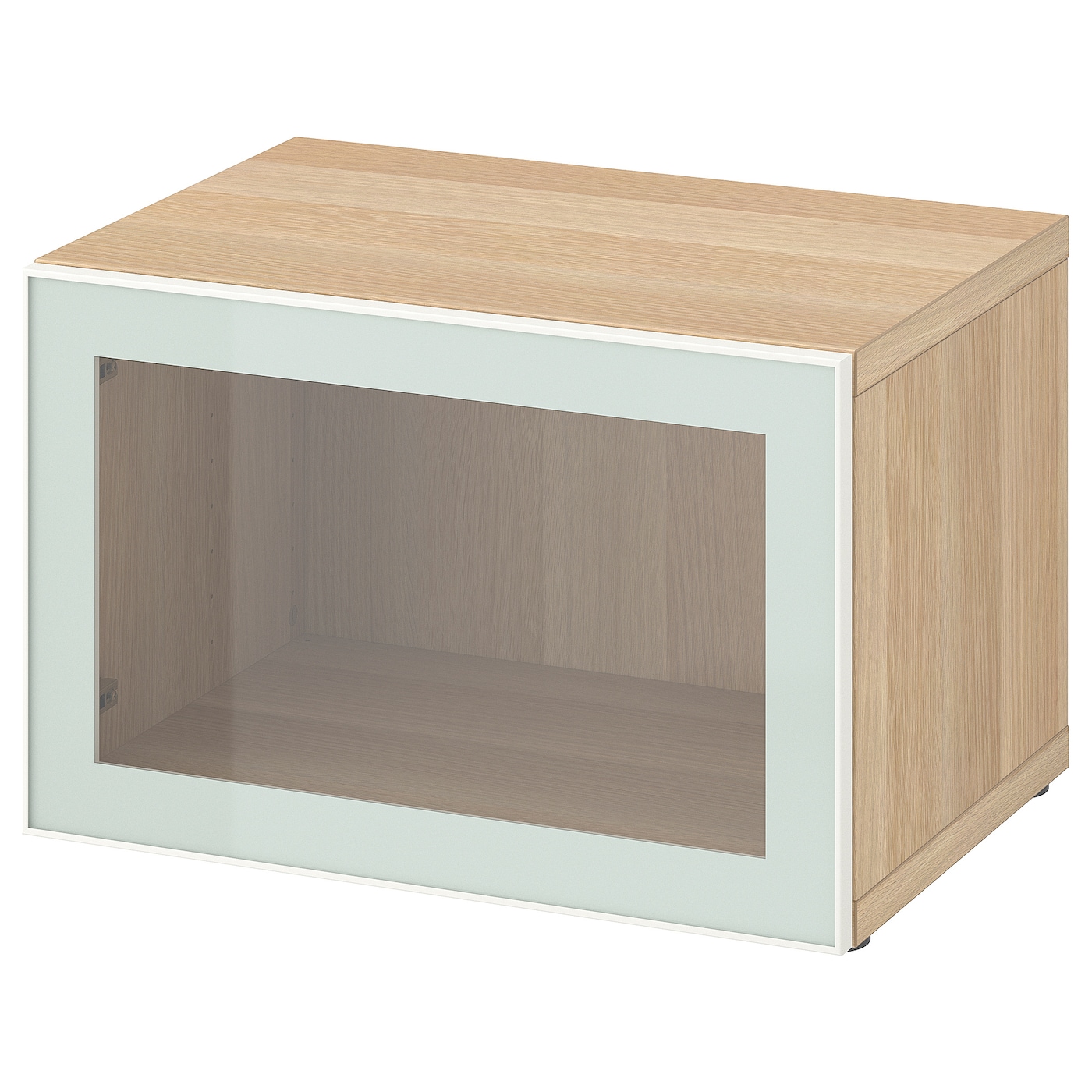 IKEA BESTÅ witryna, imitacja dębu bejcowanego na biało Glassvik/biel/jasna zieleń szkło bezbarwne, 60x42x38 cm