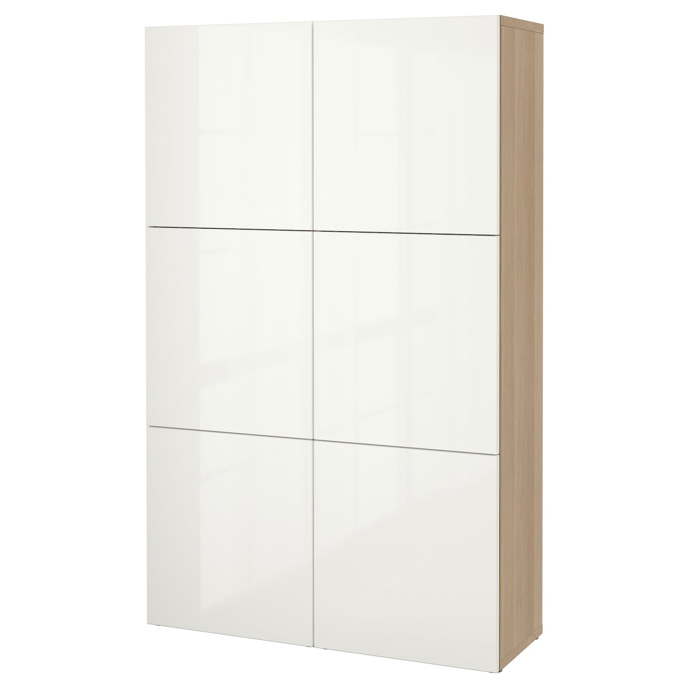 IKEA BESTÅ kombinacja z drzwiami, imitacja dębu bejcowanego na biało/Selsviken połysk/biel, 120x42x193 cm