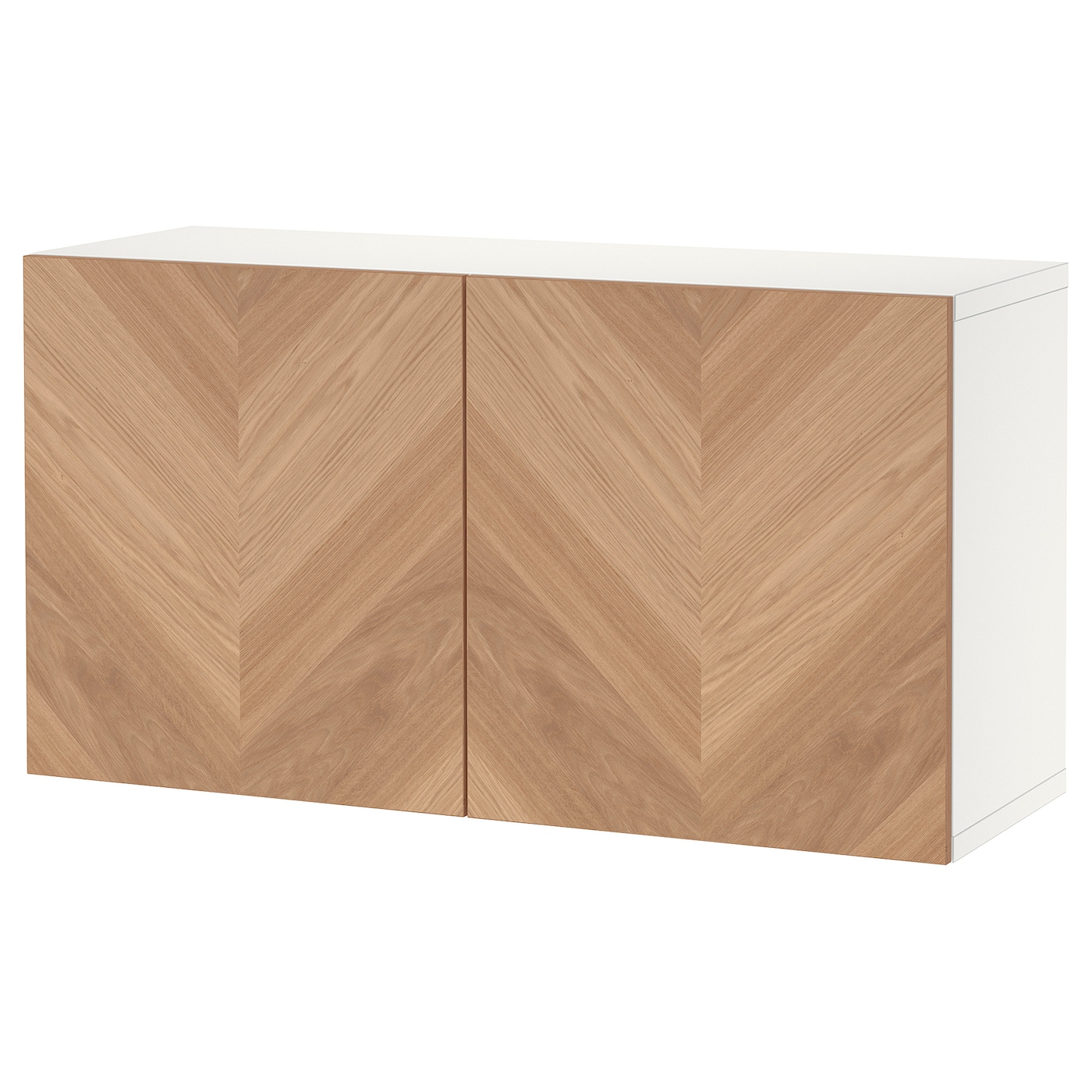 IKEA BESTÅ szafka z drzwiczkami, biały/Hedeviken okl dęb, 120x42x64 cm