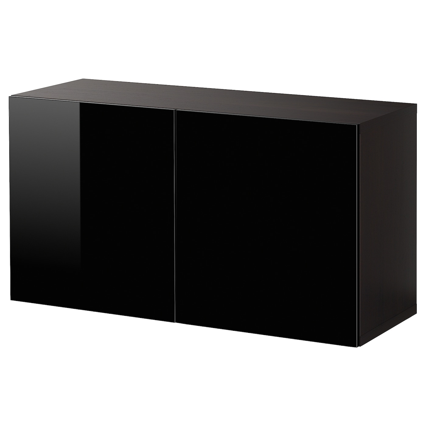 IKEA BESTÅ kombinacja szafek ściennych, czarnybrąz/Selsviken czarny, 120x42x64 cm