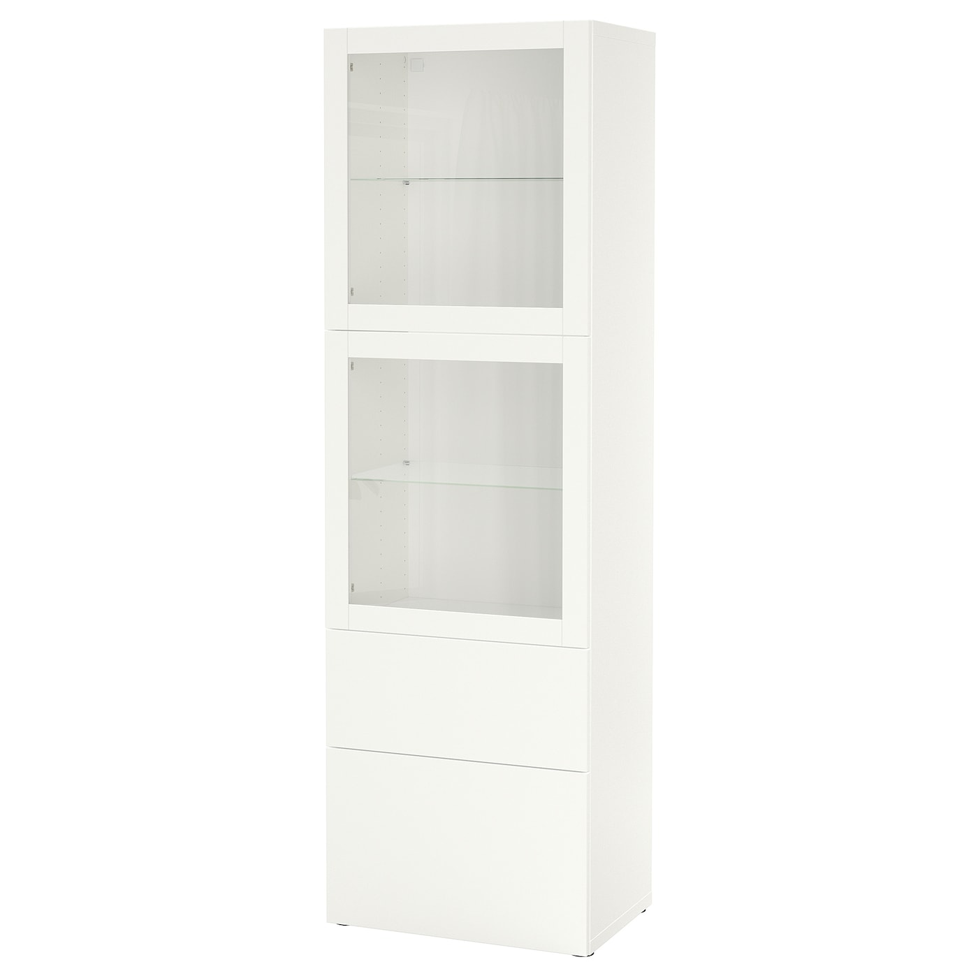IKEA BESTÅ regał/szklane drzwi, biały/Lappviken białe szkło przezroczyste, 60x42x193 cm