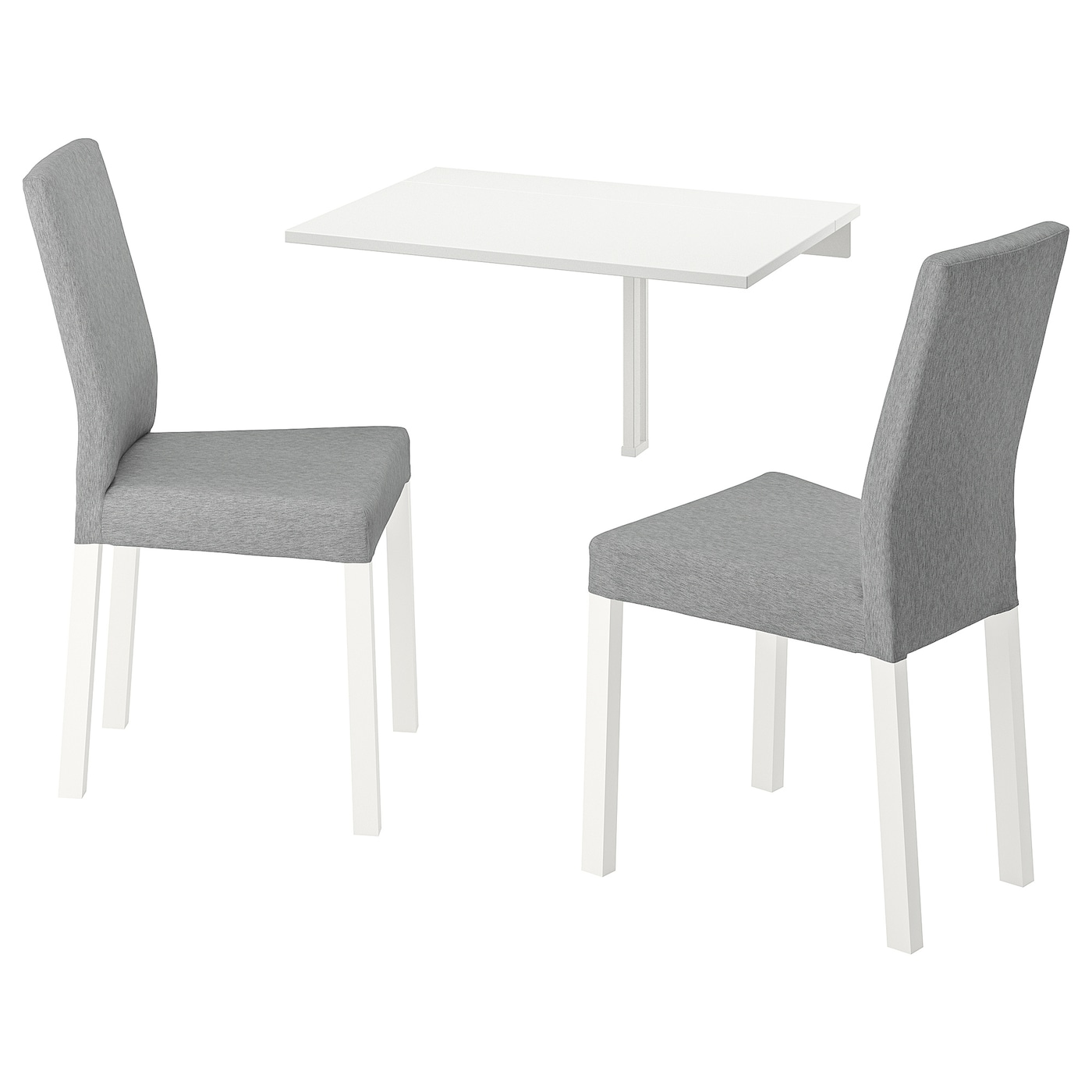 IKEA NORBERG / KÄTTIL stół i 2 krzesła, biały/Knisa jasnoszary, 74 cm