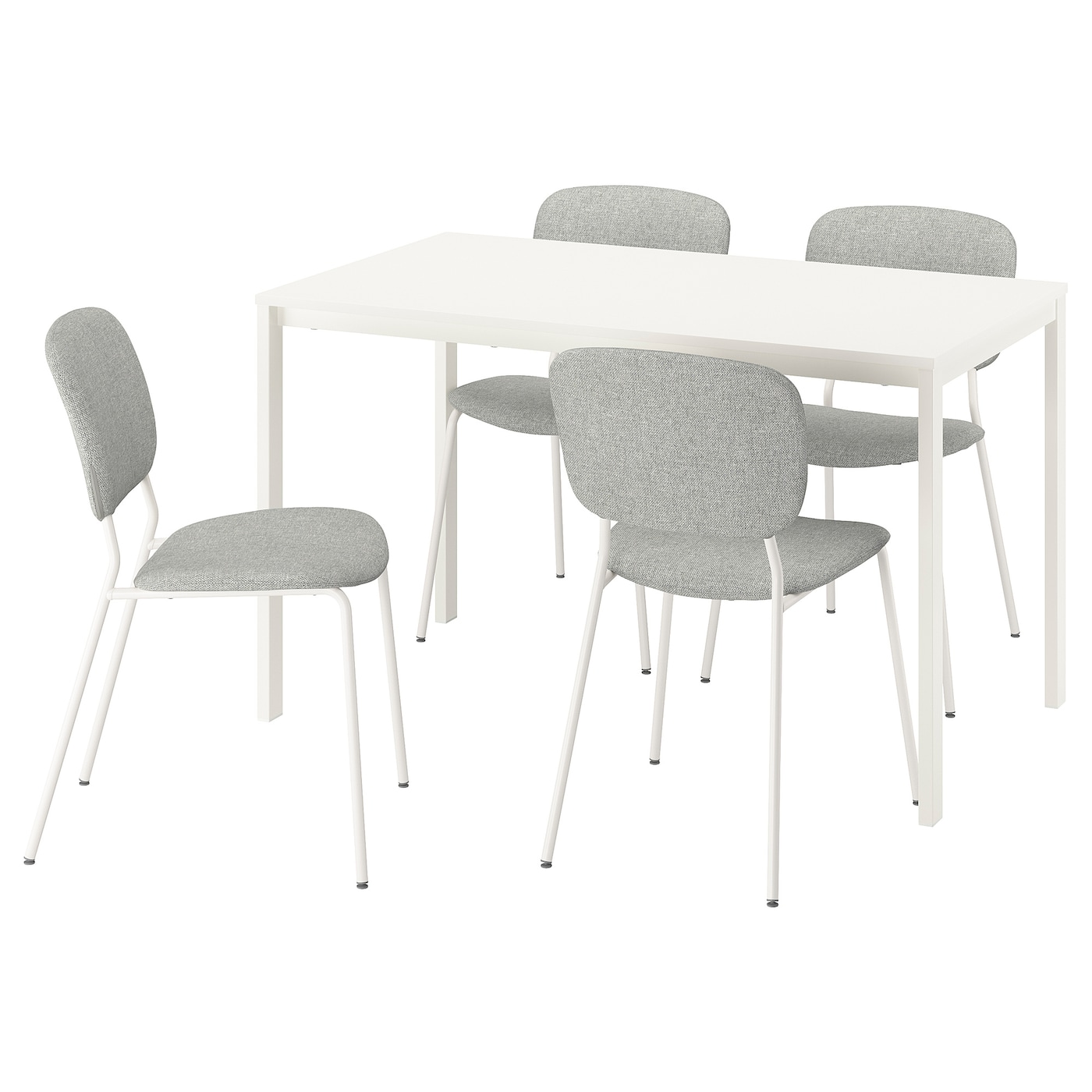 IKEA VIHALS / VIHALS stół i 4 krzesła, biały biały/biały Tibbleby beżowoszary, 125x74 cm