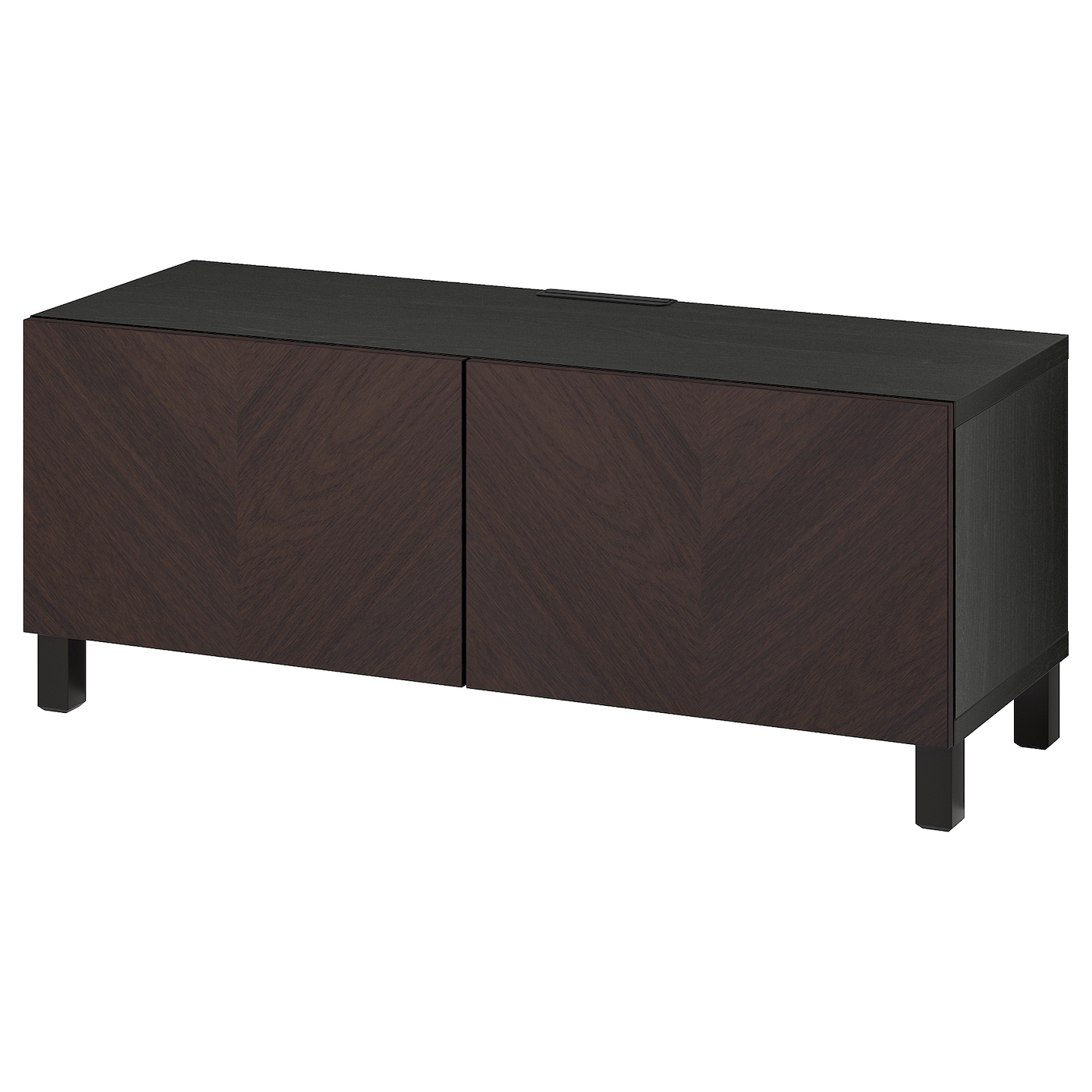 IKEA BESTÅ ława TV z drzwiami, czarnybrąz Hedeviken/Stubbarp/ciemnobrązowy bejcowana okleina dębowa, 120x42x48 cm