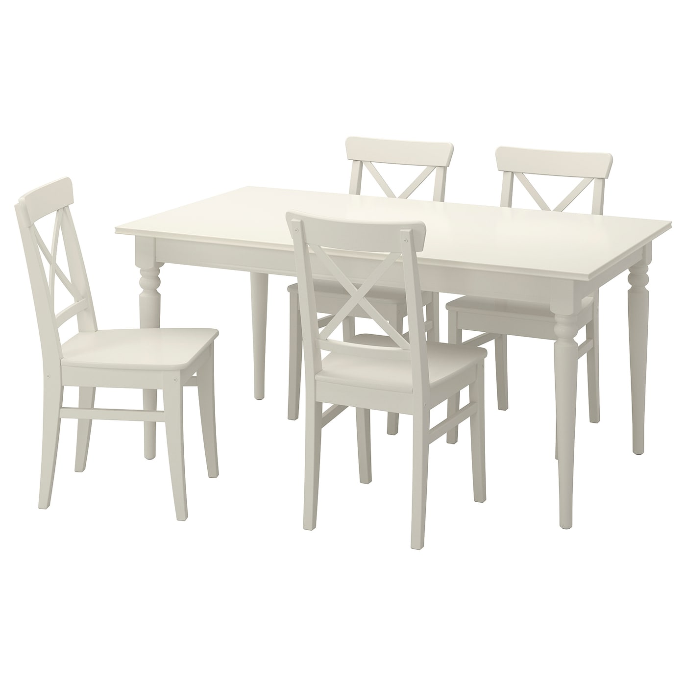 IKEA INGATORP / INGOLF stół i 4 krzesła, biały, 155/215 cm