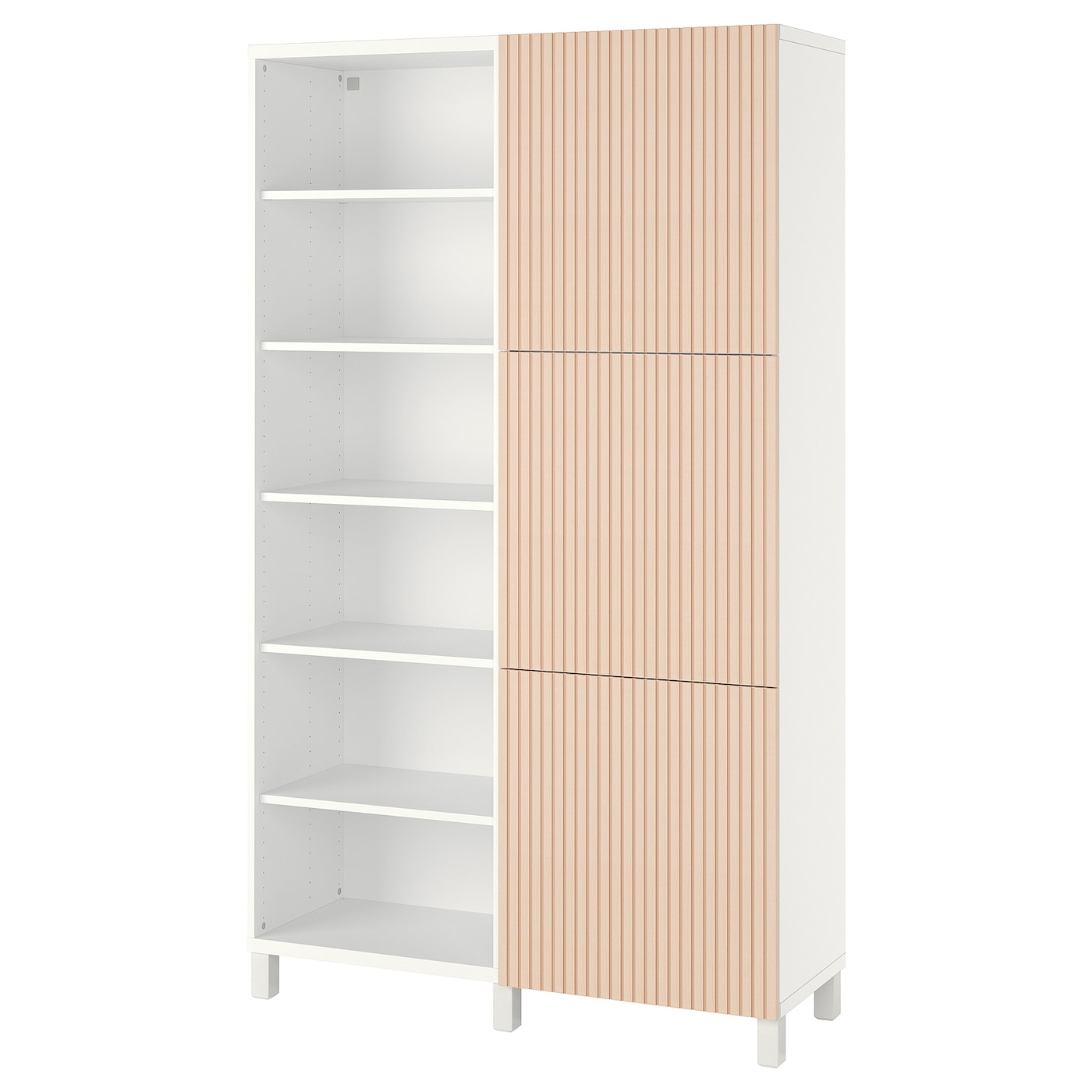IKEA BESTÅ kombinacja z drzwiami, biały/Björköviken okl brzoz, 120x42x202 cm