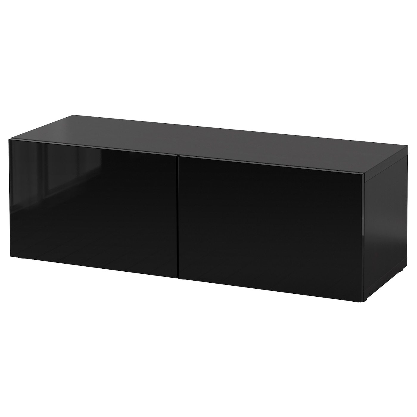 IKEA BESTÅ szafka z drzwiczkami, czarnybrąz/Selsviken połysk/czarny, 120x42x38 cm