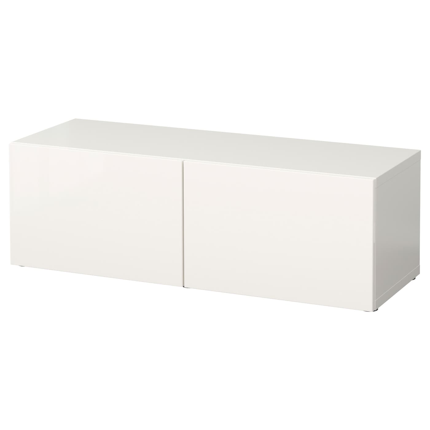 IKEA BESTÅ szafka z drzwiczkami, biały/Selsviken połysk/biel, 120x42x38 cm