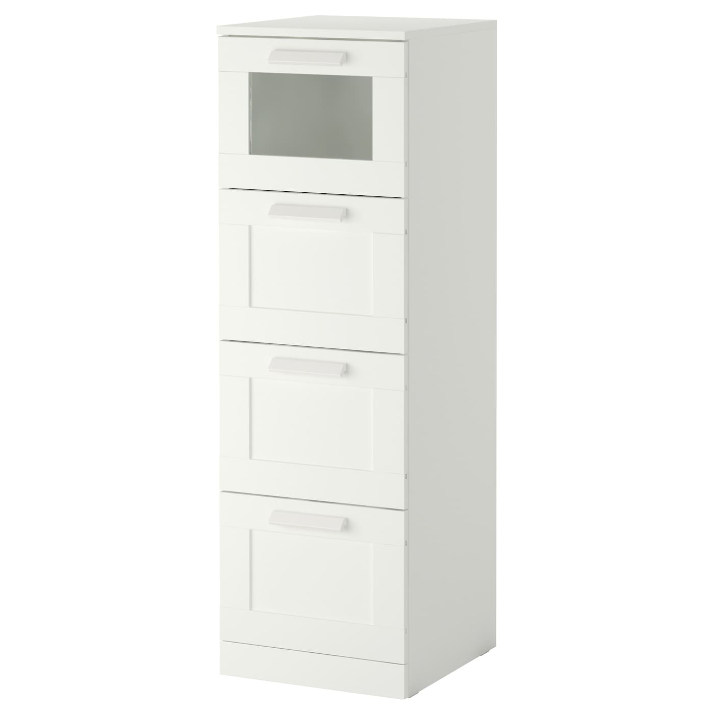 IKEA BRIMNES komoda, 4 szuflady, biały/szkło matowe, 39x124 cm