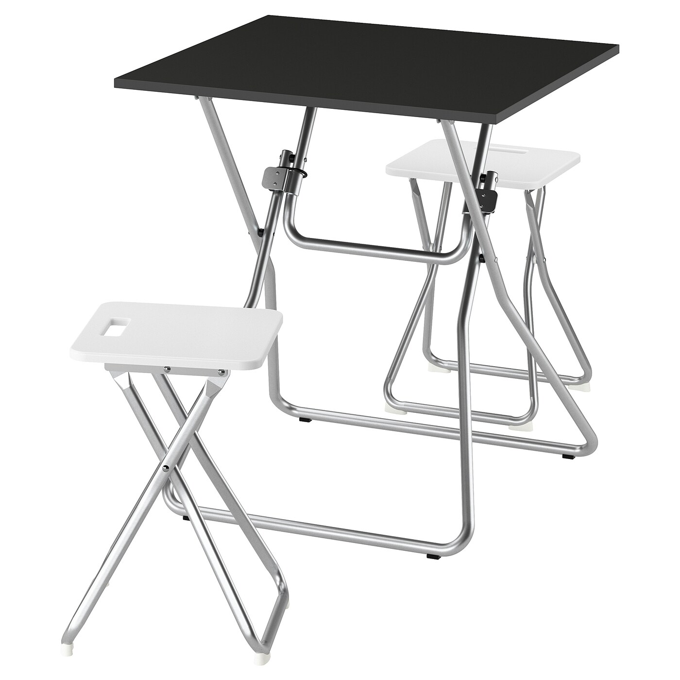 IKEA GUNDE / GUNDE stół i 2 stołki, składany czarny/składany biały, 67x67 cm