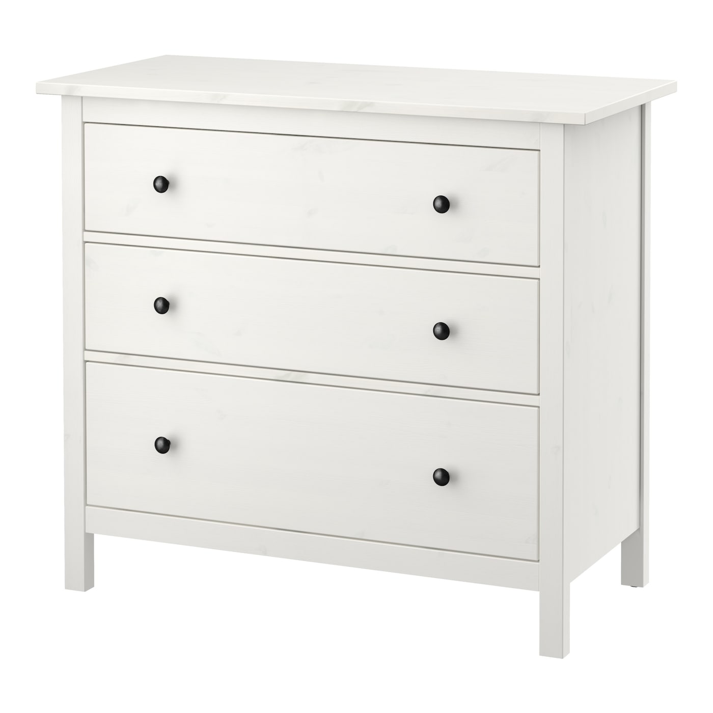 IKEA HEMNES komoda, 3 szuflady, biała bejca, 108x96 cm