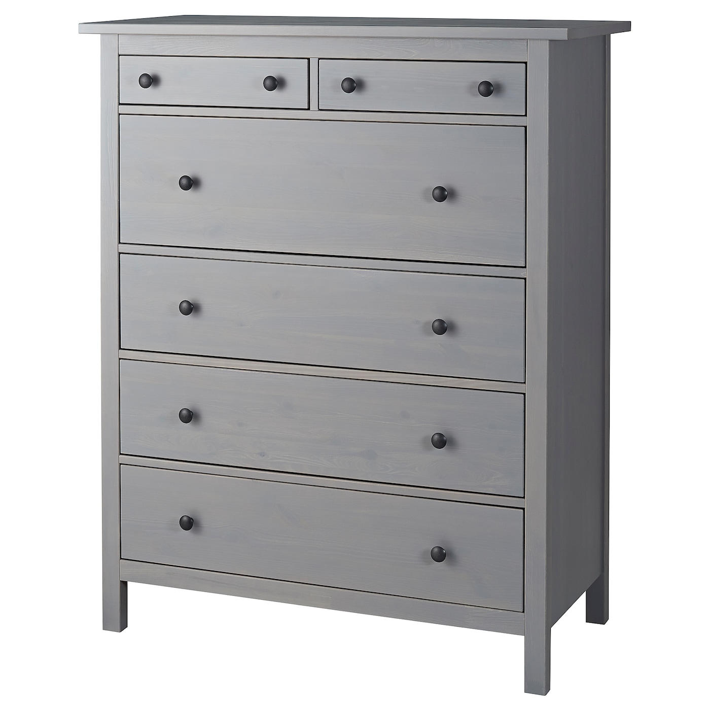 IKEA HEMNES komoda, 6 szuflad, szary bejcowane, 108x131 cm