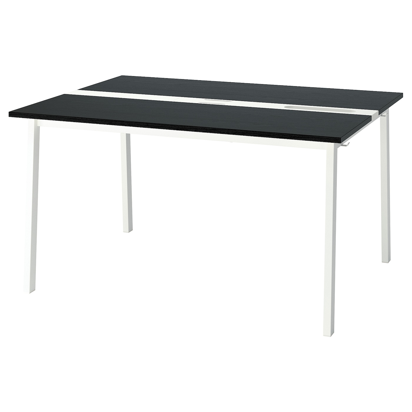 IKEA MITTZON stół konferencyjny, okl jesionowa bejcowana na czarno/biały, 140x108x75 cm