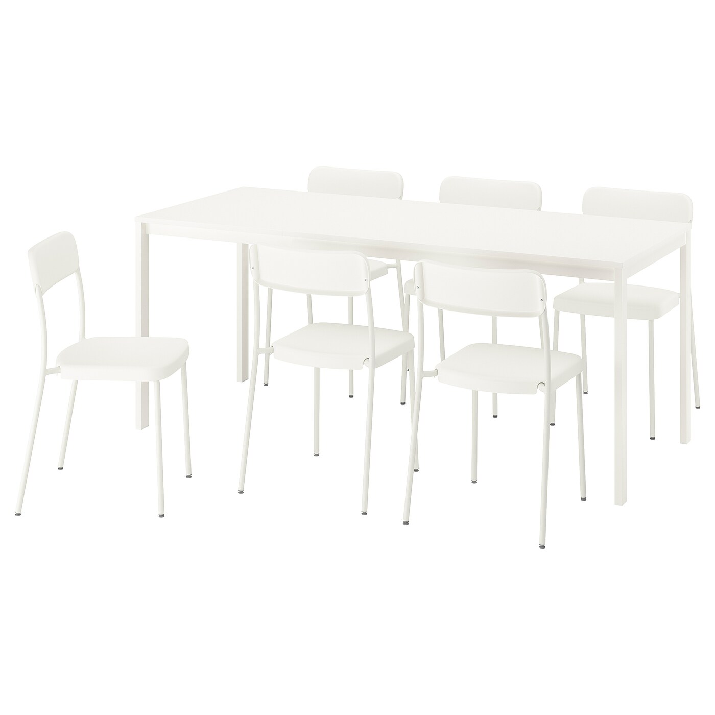 IKEA VIHALS / VIHALS stół i 6 krzeseł, biały/biały, 120/180x74 cm