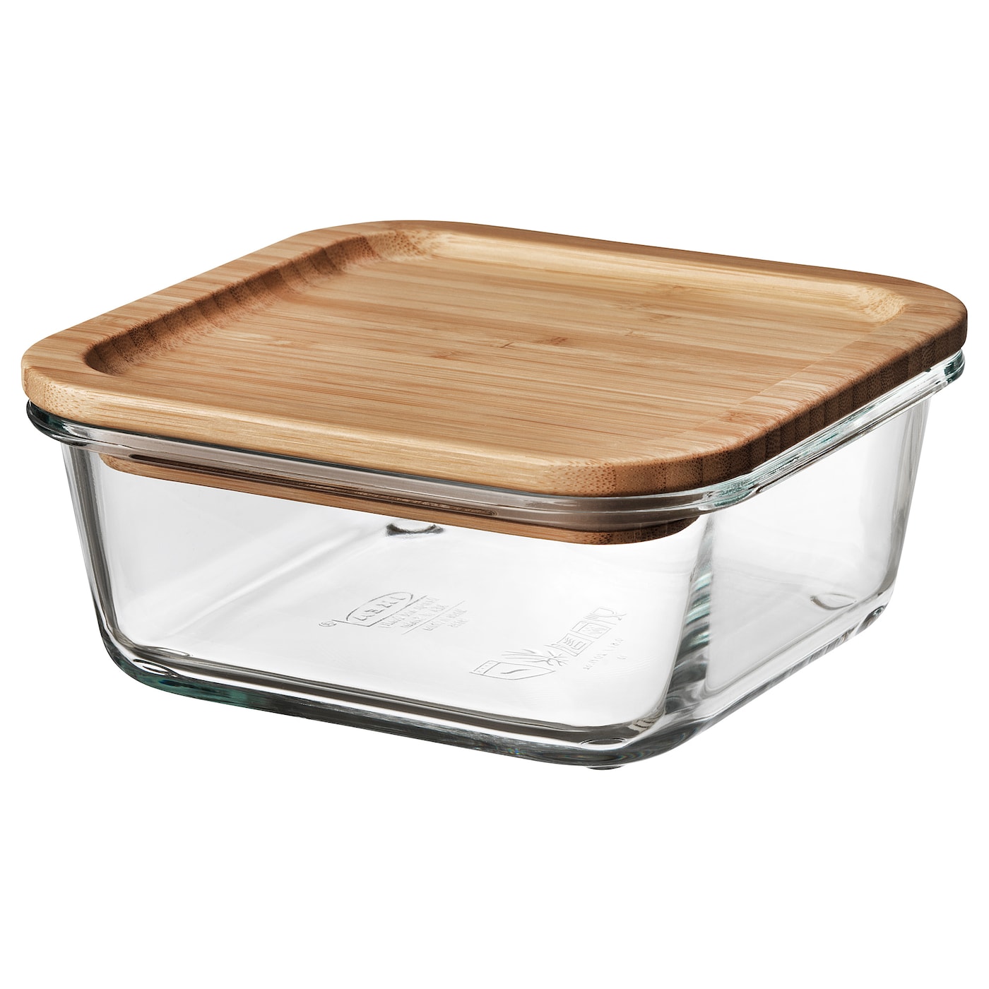 IKEA IKEA 365+ pojemnik na żywność z pokrywką, kwadrat szkło/bambus, 600 ml