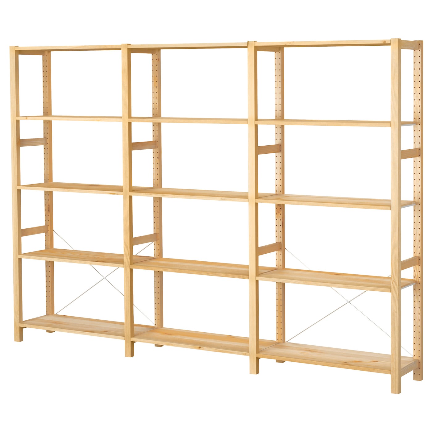 IKEA IVAR 3 sekcje/półki, sosna, 259x30x179 cm