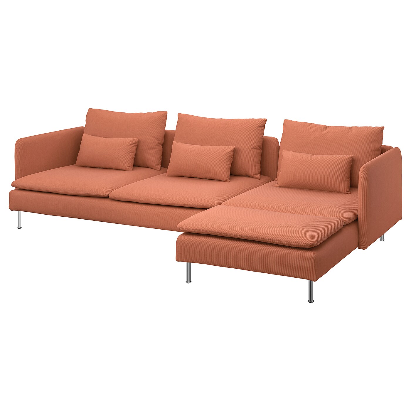 IKEA SÖDERHAMN sofa 4-osobowa z szezlongiem, Kelinge rdzawy, Szerokość: 291 cm