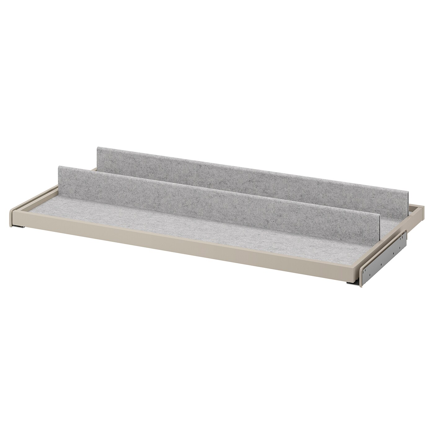 IKEA KOMPLEMENT wysuwana taca z wkładem na buty, szarobeżowy/jasnoszary, 100x58 cm