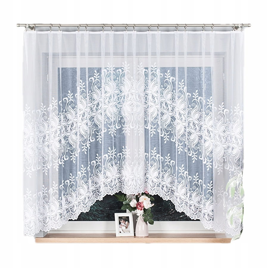 JOANNA Firanka żakardowa gotowa 160x330cm biały firanki do pokoju salonu