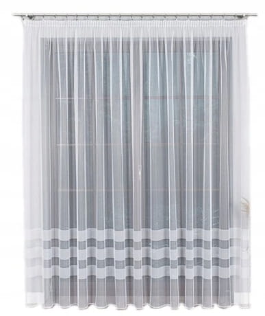 Firana gotowa 000282 wys 235x500cm żakard taśma firanka pasowa biała